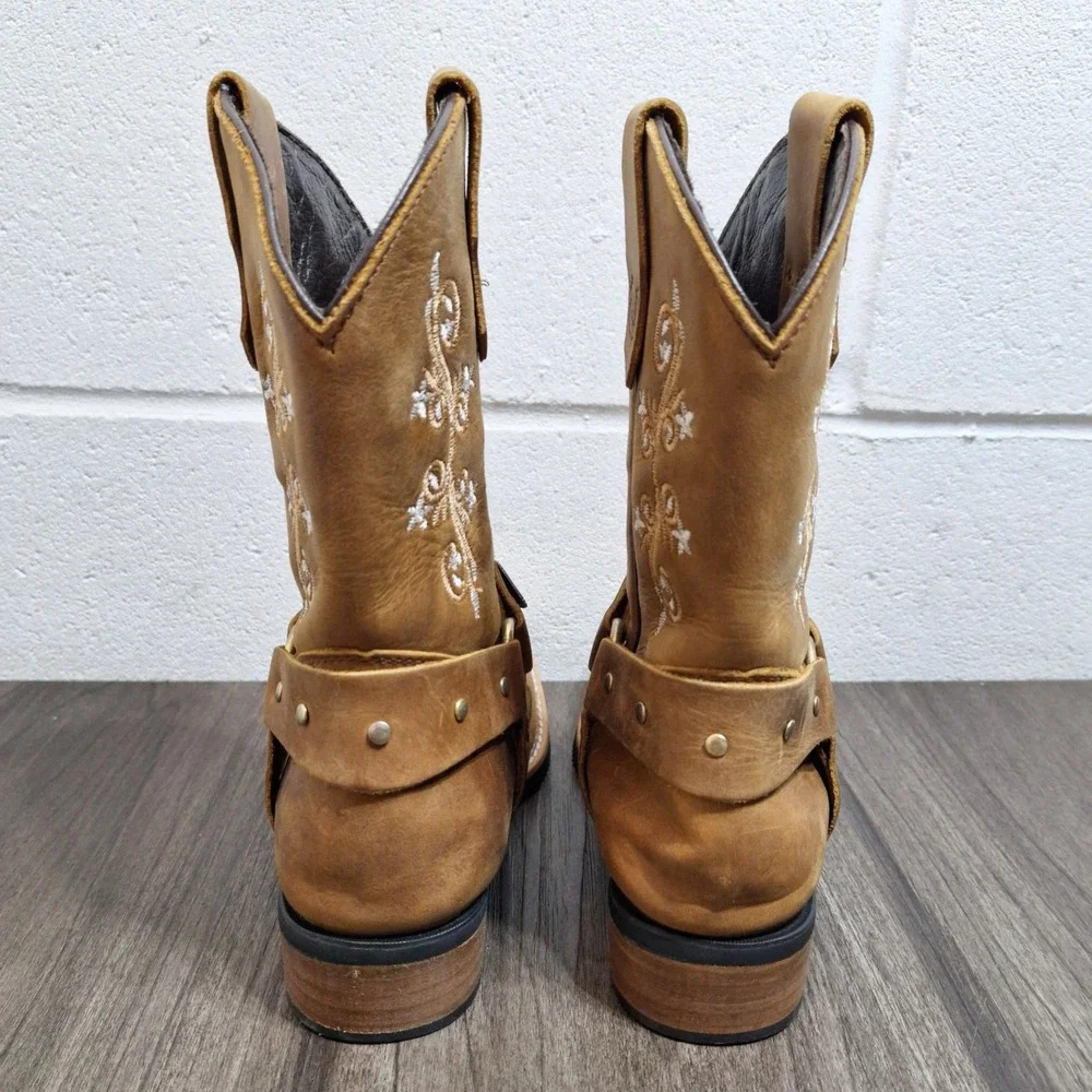 Parmeuna Boots Kids Tan Leather Western Cowboy Boots Size 3.5Y Or 20.5 Mexico